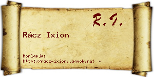 Rácz Ixion névjegykártya